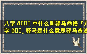 八字 🐞 中什么叫驿马命格「八字 🕸 驿马是什么意思驿马查法」